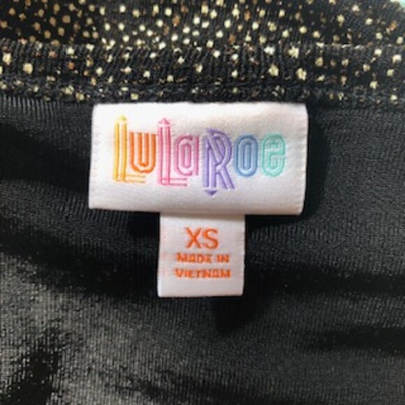 LulaRoe Glittery Gold Sparkle Stretchy Black Sheath Dress XS Extra Small - Picture 9 of 10